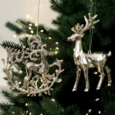 Festive Gold Plated Christmas Tree Ornament Accessories Snowflake Deer Holiday Decoration Hanging Decor Festive Gold Plated Christmas Tree Ornament Accessories Snowflake Deer Holiday Decoration Hanging Decor