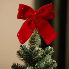 Santyuan New Red Velvet Tree Top Star Christmas Tree Decoration Bowknot Tree Topper Ornament in Stock