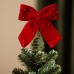 Santyuan New Red Velvet Tree Top Star Christmas Tree Decoration Bowknot Tree Topper Ornament in Stock