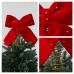 Santyuan New Red Velvet Tree Top Star Christmas Tree Decoration Bowknot Tree Topper Ornament in Stock