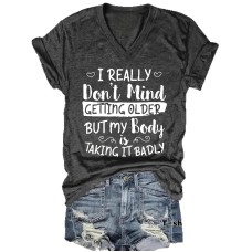 V-neck women's letter printed top for women