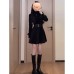 Hepburn Style Dress for Women Plus Size Elegant Little Black Dress Slim Fit Waist Cinching Skirt
