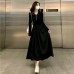 Style Black Long Sleeve Dress for Women, Slim Fit with Waistline, Vintage Chic Silhouette