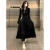 Style Black Long Sleeve Dress for Women, Slim Fit with Waistline, Vintage Chic Silhouette