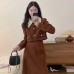 Corduroy Two-Piece Set Style Plus Size Charming Wind Coat + Long Skirt Set