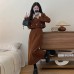 Corduroy Two-Piece Set Style Plus Size Charming Wind Coat + Long Skirt Set