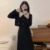 Corduroy Two-Piece Set Style Plus Size Charming Wind Coat + Long Skirt Set