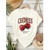 CHERRIES Cherry Round Neck Short Sleeve
