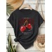 CHERRIES Cherry Round Neck Short Sleeve