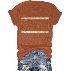 Short sleeved women's letter printed round neck loose fit