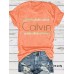 Short sleeved women's letter printed round neck loose fit Short sleeved women's letter printed round neck loose fit