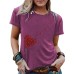 Short sleeved women's heart-shaped dandelion pattern