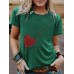 Short sleeved women's heart-shaped dandelion pattern