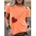 Short sleeved women's heart-shaped dandelion pattern