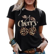 Short sleeved female Cherry leopard print cherry