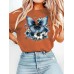Blue Butterfly Flower Short Sleeve
