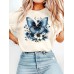 Blue Butterfly Flower Short Sleeve