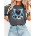 Blue Butterfly Flower Short Sleeve