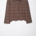 Square collar single breasted checkered knitted jacket for women