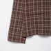 Square collar single breasted checkered knitted jacket for women