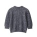 Round neck nine sleeves single breasted solid color knitted sweater for women