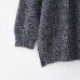 Round neck nine sleeves single breasted solid color knitted sweater for women