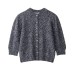 Round neck nine sleeves single breasted solid color knitted sweater for women