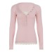 Sweet Girl Style Barbie Pink Lace Spliced Fake Two-Piece Long Sleeve T-Shirt, Sexy Color-Blocked Versatile Basic Top