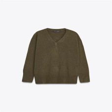 V-neck long sleeved pullover loose knit sweater for women
