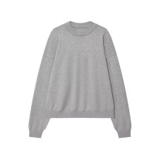 Solid color pullover round neck two-color ribbed sweatshirt for women