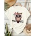Owl print short sleeved shirt