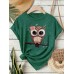 Owl print short sleeved shirt