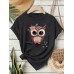 Owl print short sleeved shirt