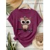 Owl print short sleeved shirt