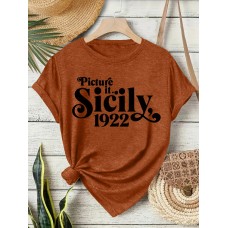 Printed short sleeved Sicilian printed round neck