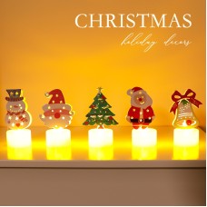 LED Electronic Candle Light Christmas Tree Santa Claus Snowman Creative Candle Night Light Decorative Ornament
