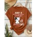 Printed short sleeved cat pattern