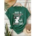 Printed short sleeved cat pattern