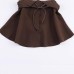 Round neck long sleeved belt solid color top for women