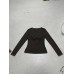 Lace Spliced Design Tie-Waist Slim Fit Long Sleeve V-Neck Elegant Bodycon Top