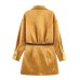 Collar short sleeved single breasted shirt solid color dress for women