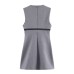 Round neck sleeveless bow with gray dress for women