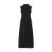 Half high neck sleeveless waist cinched long dress for women