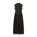 Half high neck sleeveless waist cinched long dress for women