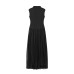 Half high neck sleeveless waist cinched long dress for women