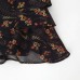 Half high neck flared sleeve printed short skirt dress for women