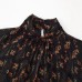 Half high neck flared sleeve printed short skirt dress for women