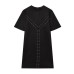 Round neck short sleeved suede solid color dress for women
