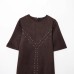 Round neck short sleeved suede solid color dress for women