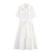 Collar short sleeved single breasted shirt solid color dress for women